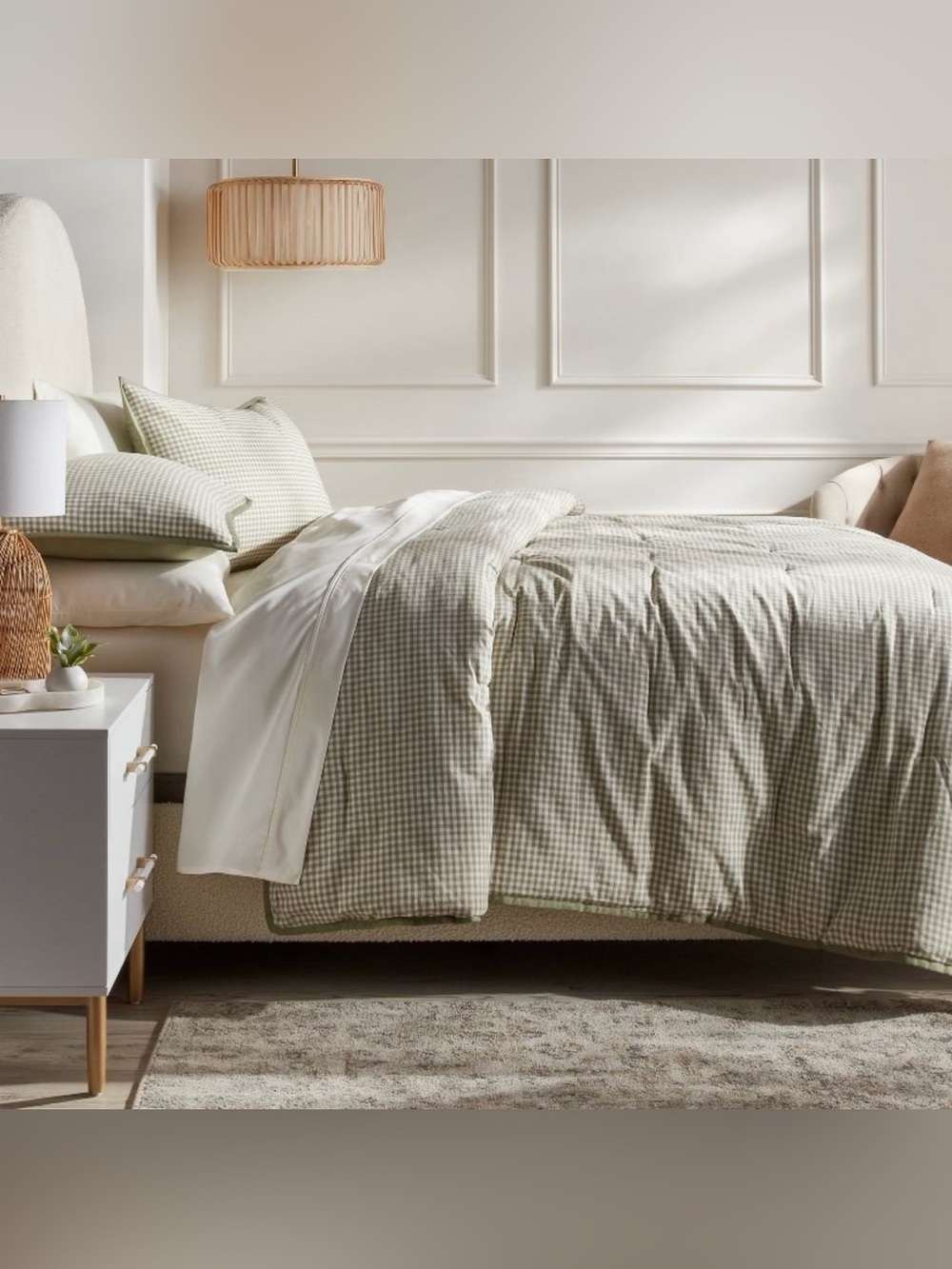 Threshold | King Mini Gingham Comforter and Sham Set Moss Green